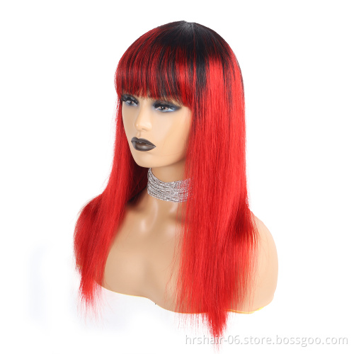 hot sale color straight wigs with bangs  For Black Women Cuticle Aligned Raw 100% human hair